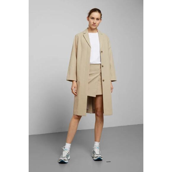 WEEKDAY Lond Linen Mix Coat - Picture 3 of 10